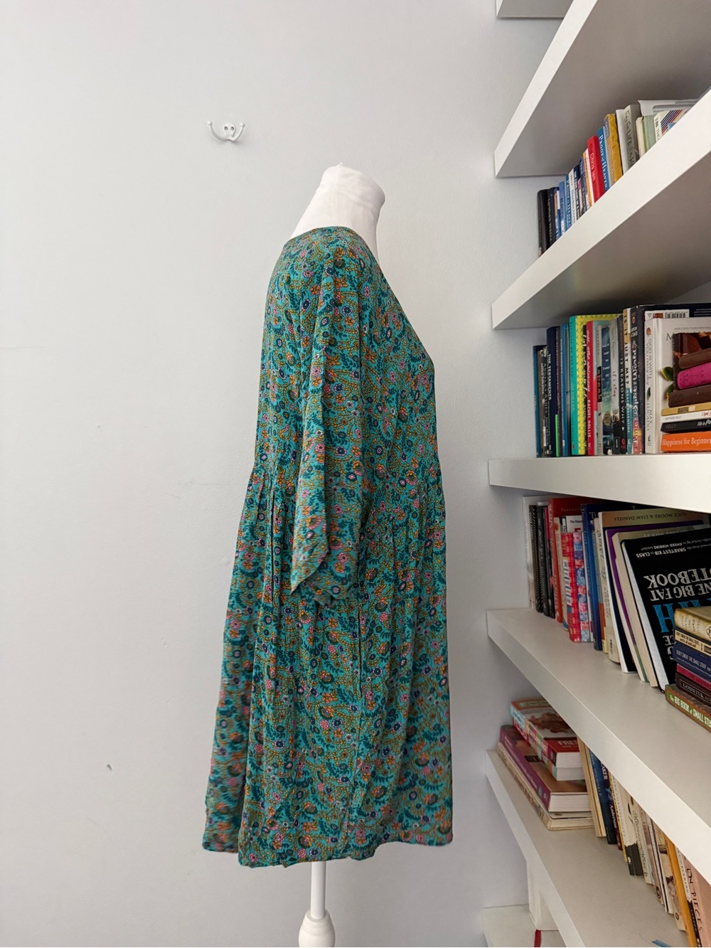 Natural Life Stella V Neck Dress Blue Floral Peasant Prairie Boho XL - Picture 7 of 12